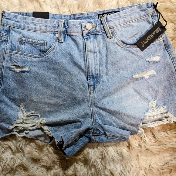 Blank NYC the Barrow Vintage High Rise Denim Shorts Distressed Light Wash Sz 31 - Picture 1 of 5